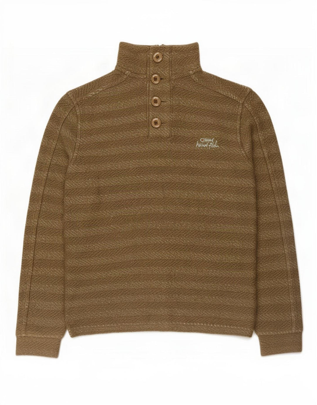 Męska bluza z kapturem Weird Fish, zapinana na guziki, mała, bawełniana w paski khaki