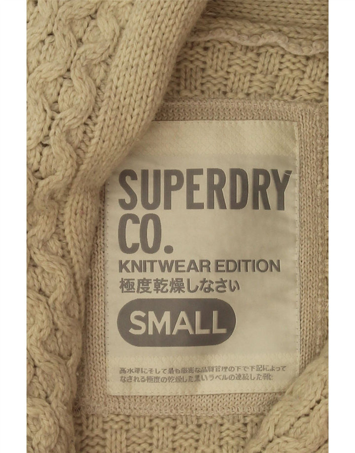 Damski sweter kardigan Superdry UK 10 Small Beżowa wełna