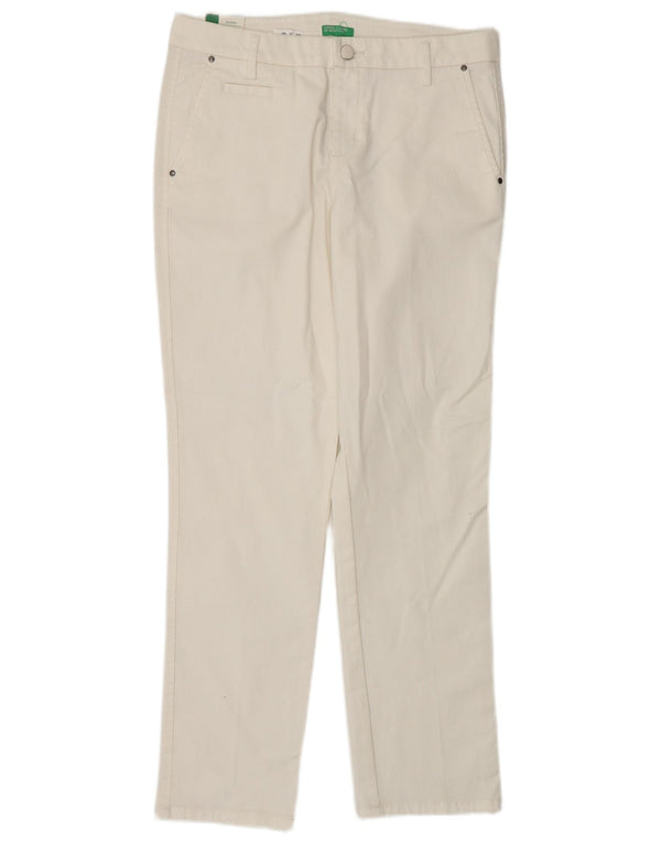 Spodnie damskie Benetton Slim Chino UK 8 Small W30 L28 Biała bawełna