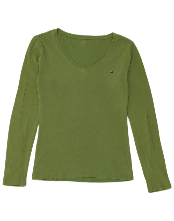 Damski top z długim rękawem Tommy Hilfiger UK 12, średnia zielona bawełna