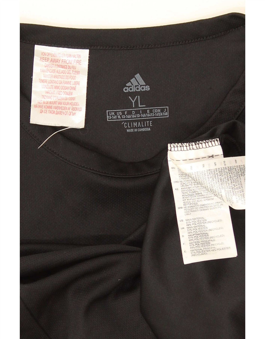 Adidas Chłopięcy T-shirt Top 13-14 lat Czarny Poliester z blokami kolorów