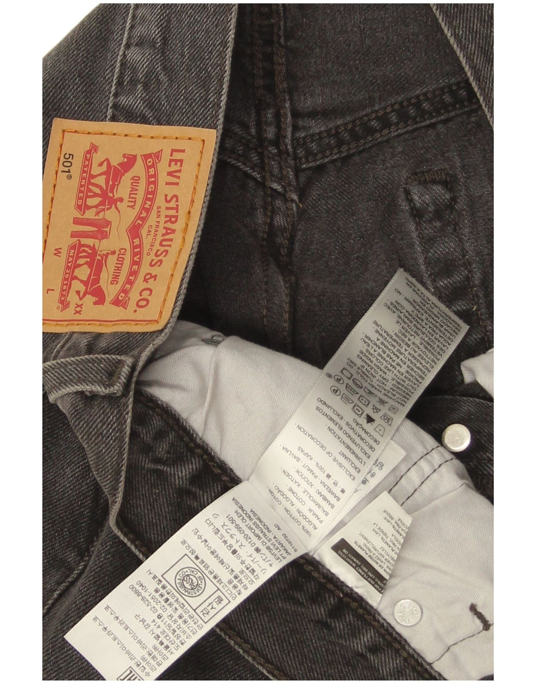 Męskie dżinsy Levi's 501 Straight W30 L28 Czarna bawełna