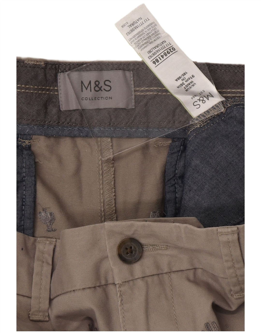 Męskie spodenki Chino MARKS & SPENCER W36, duże, szare, bawełniane w cętki