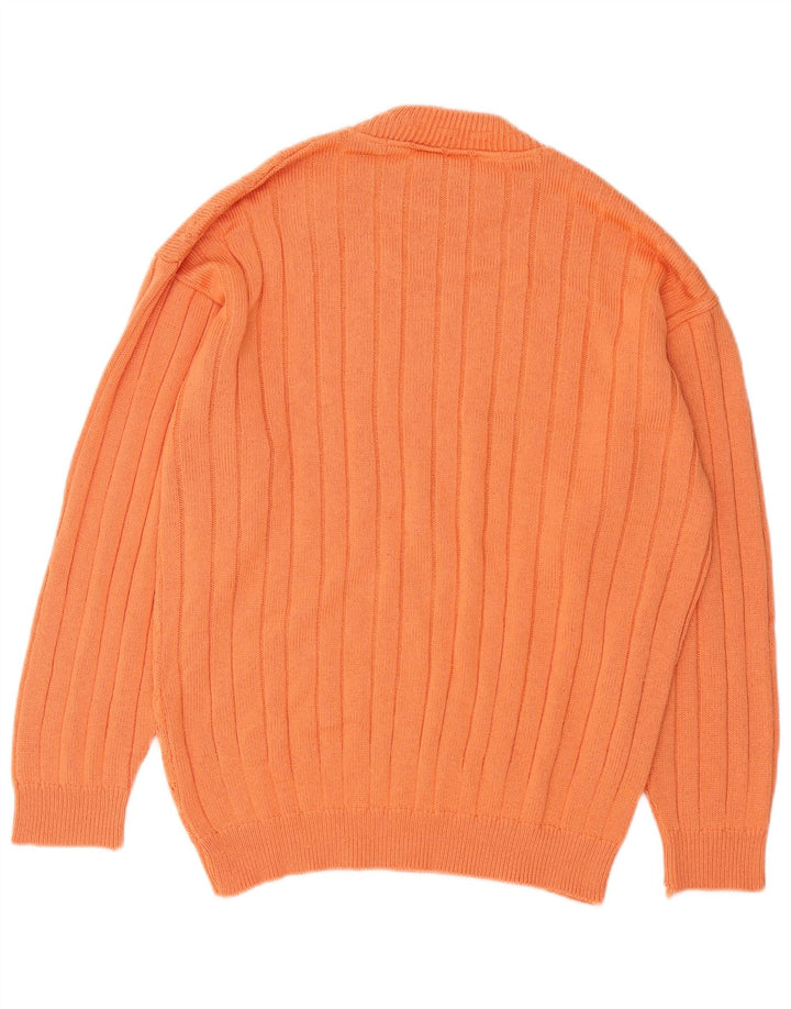 Vintage męski sweter z golfem, średnio pomarańczowy, bawełniany