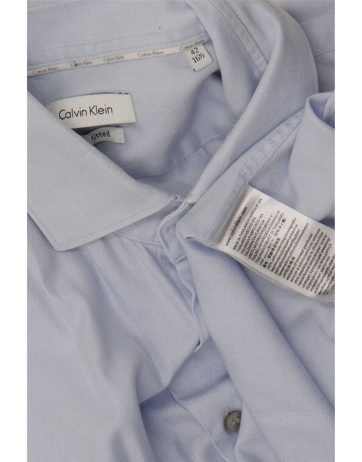 Męska dopasowana koszula Calvin Klein, rozmiar 42 16 1/2, duża niebieska bawełna
