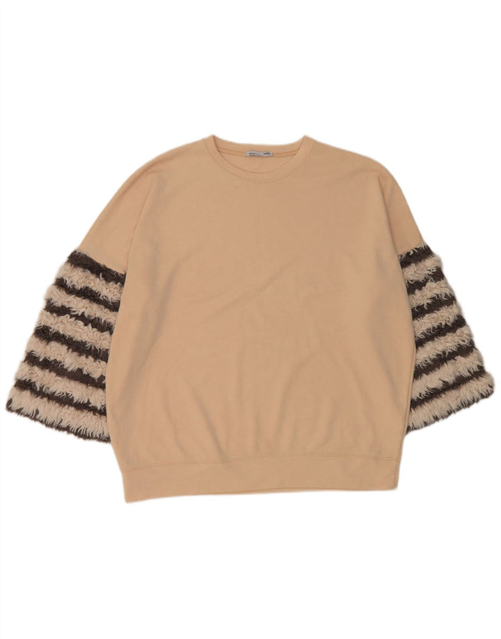 Damski sweter oversize z rękawem 3/4 Zara UK 14, średni beż
