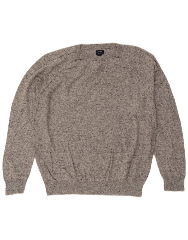 Męski sweter J. Crew z okrągłym dekoltem, duży, szary, z bawełny w plamki