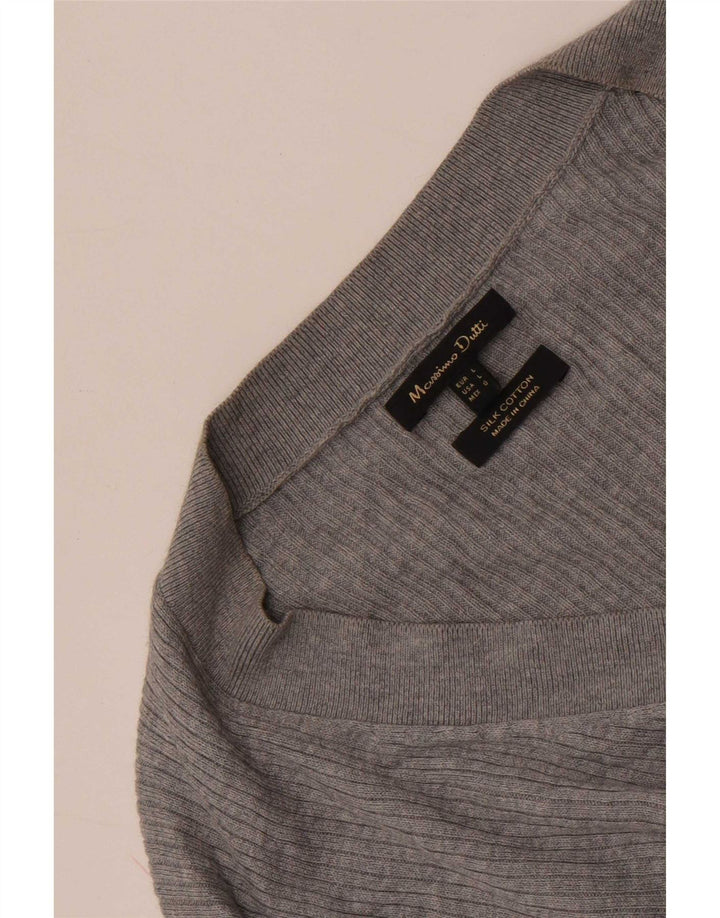 Damski top Massimo Dutti z długim rękawem UK 14, duży, szary, jedwabny