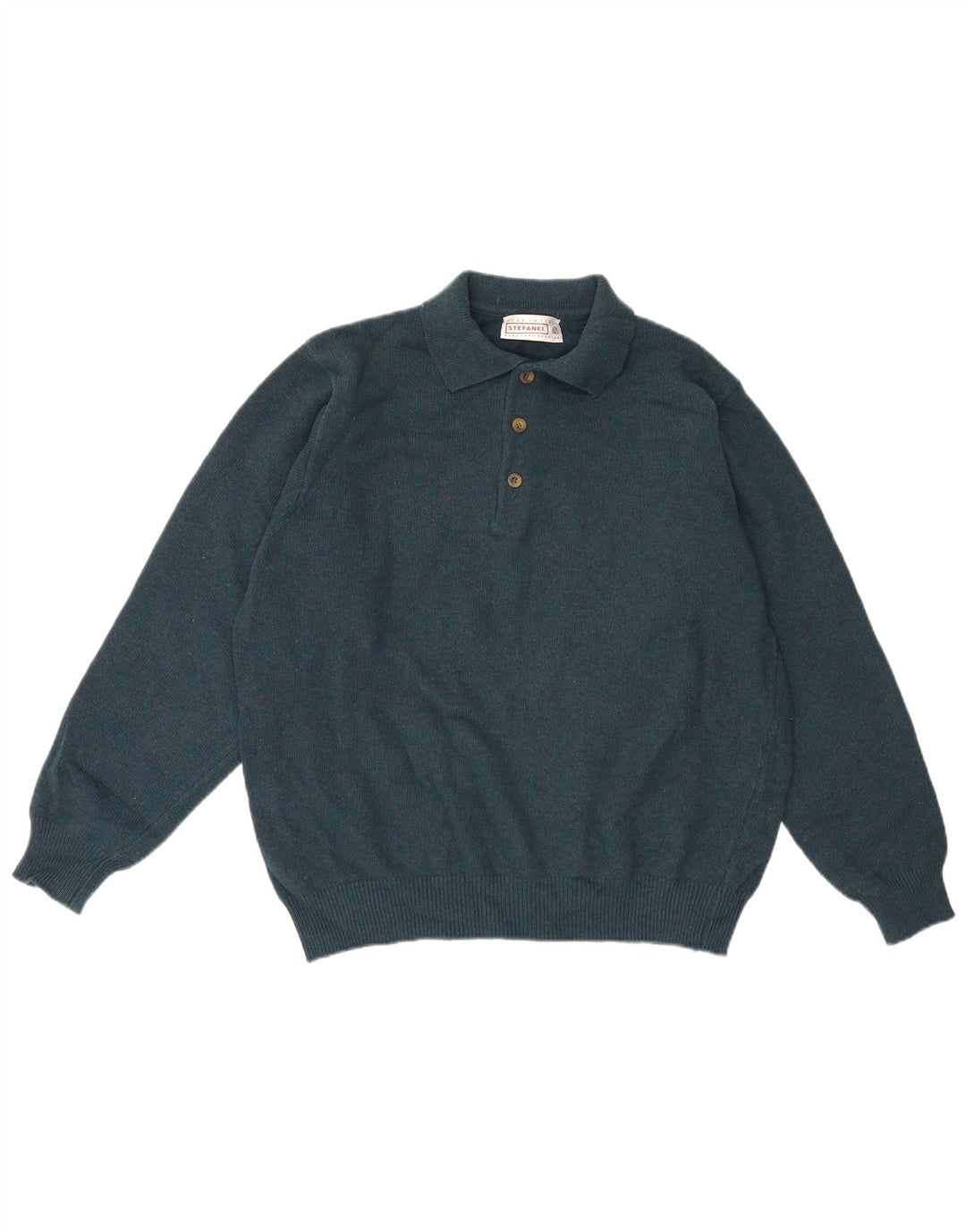 Męski sweter polo Stefanel, duży, zielony, wełniany