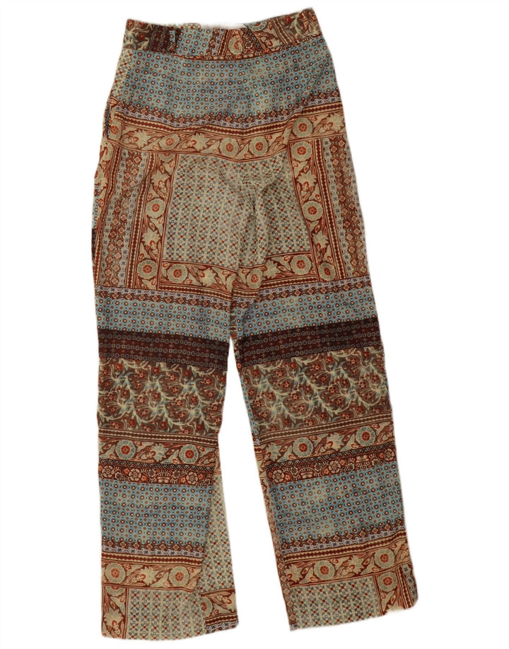 Proste spodnie damskie Zara z wysokim stanem, małe W28 L31, beżowy patchwork