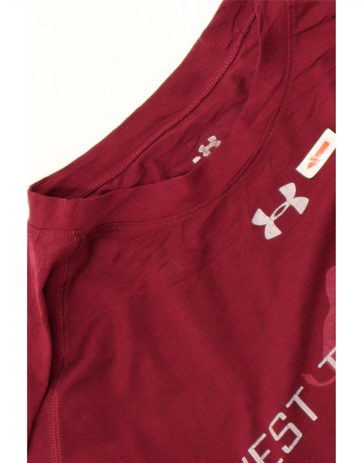 Męski top graficzny Under Armour z długim rękawem XL, bordowy poliester