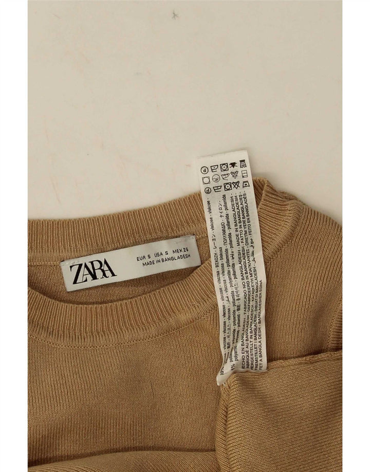 Damski krótki top Zara UK 8 Small Brown wiskoza
