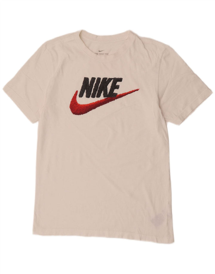 Męski T-shirt z grafiką Nike, mały, biały, bawełniany