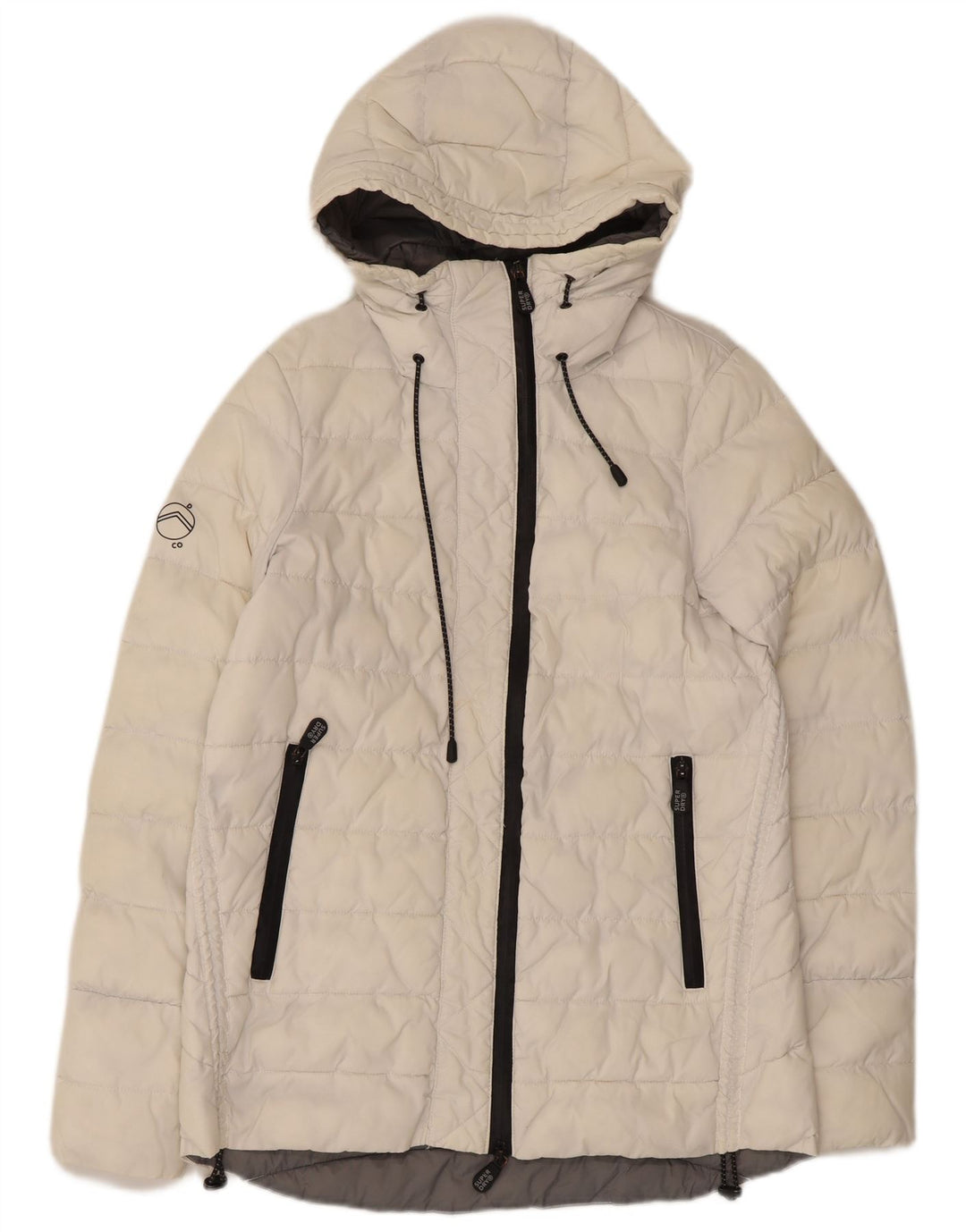 Damska wyściełana kurtka z kapturem Superdry UK 8, mała, z białego nylonu