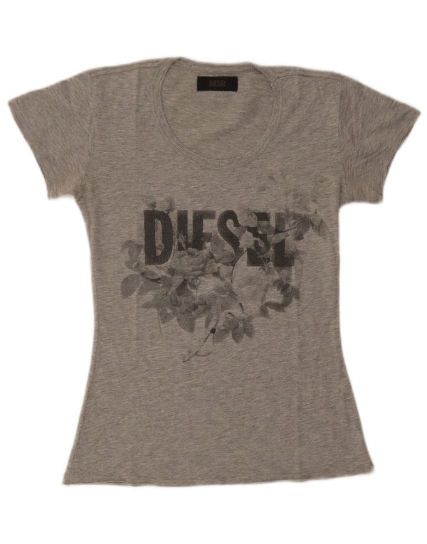 Damska koszulka z grafiką Diesel Top UK 8 Small Grey