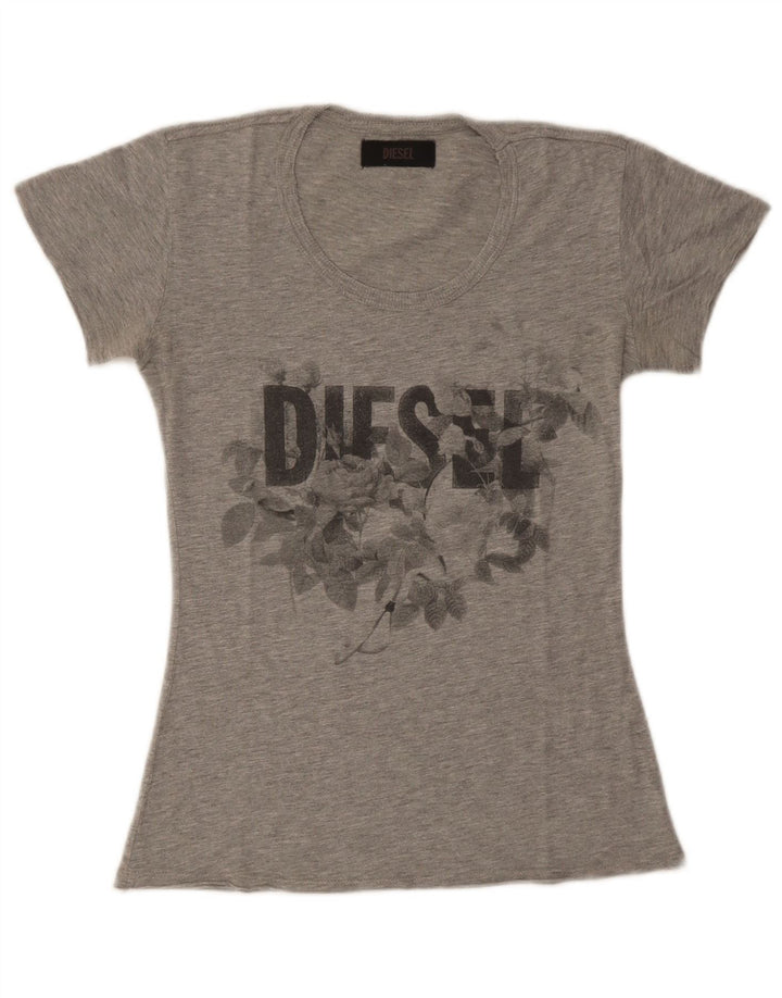 Damska koszulka z grafiką Diesel Top UK 8 Small Grey