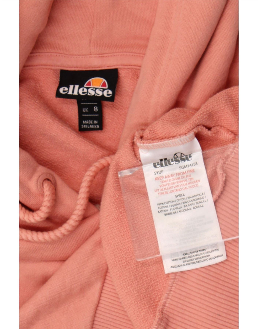 Damski sweter oversize z kapturem ELLESSE UK 8, mały, różowy, bawełniany