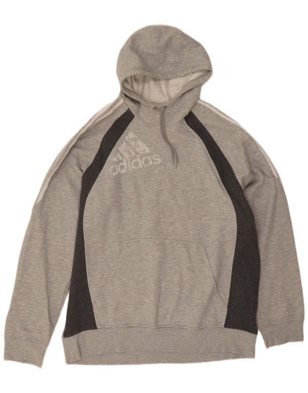 Męska bluza z kapturem Adidas Graphic 2XL Szara bawełna z blokami kolorów