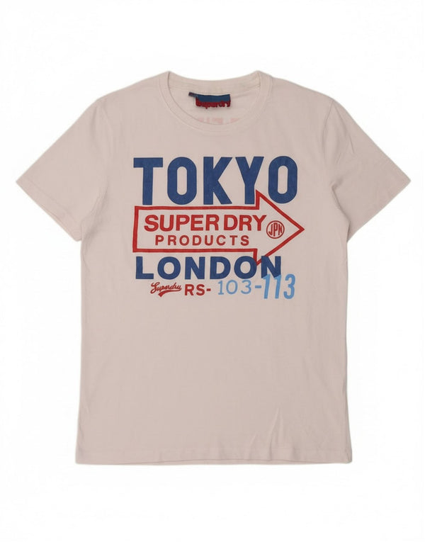 Męski T-shirt Superdry z grafiką, top XL, biała bawełna