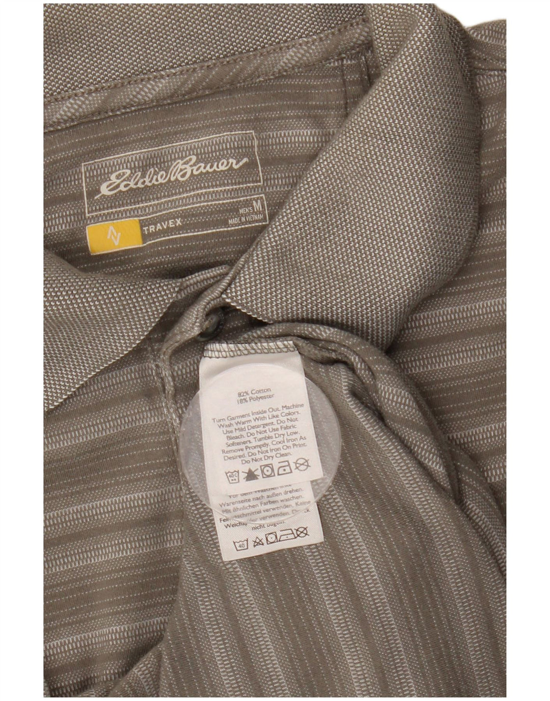 Męska koszulka polo EDDIE BAUER, bawełniana w średnie szare paski