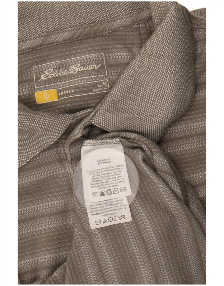 Męska koszulka polo EDDIE BAUER, bawełniana w średnie szare paski