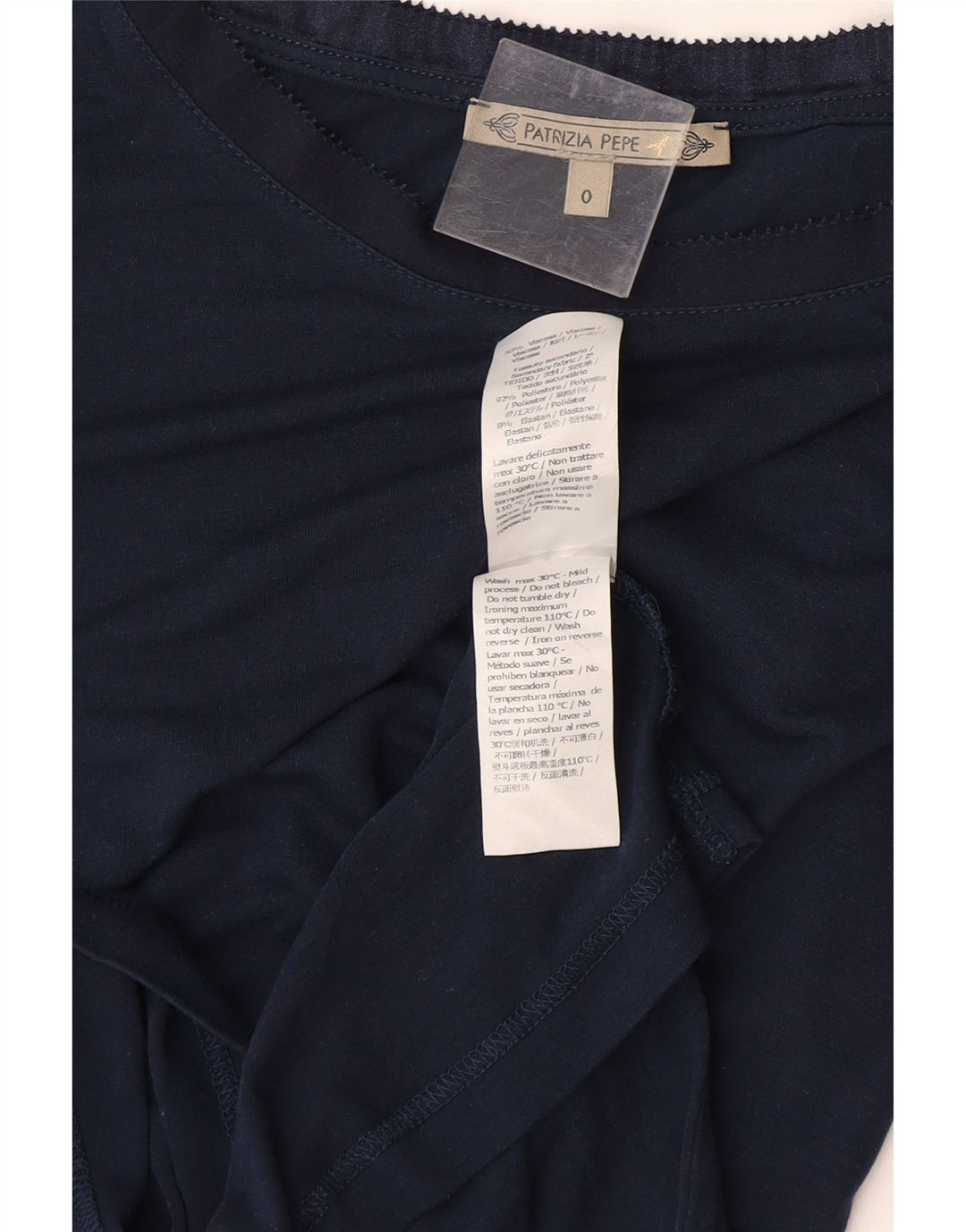 PATRIZIA PEPE Damska koszulka oversize Top US 0 XS Granatowa wiskoza