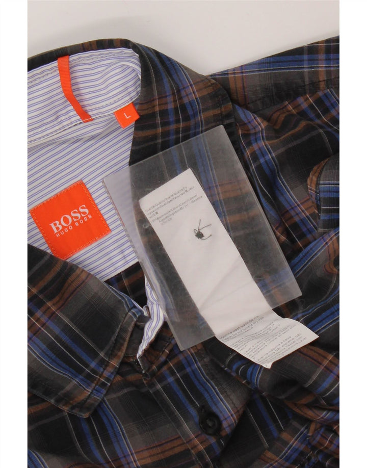 Koszula męska Hugo Boss, duża, czarna, bawełniana w kratę