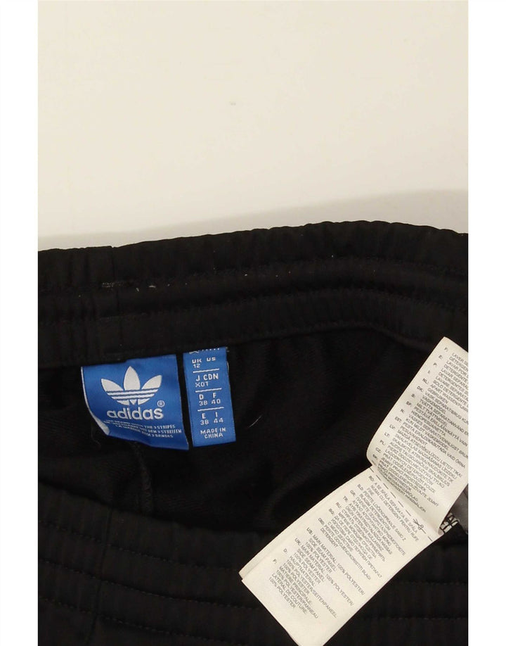 Damskie spodnie dresowe Adidas UK 12, średni czarny poliester z blokami kolorów