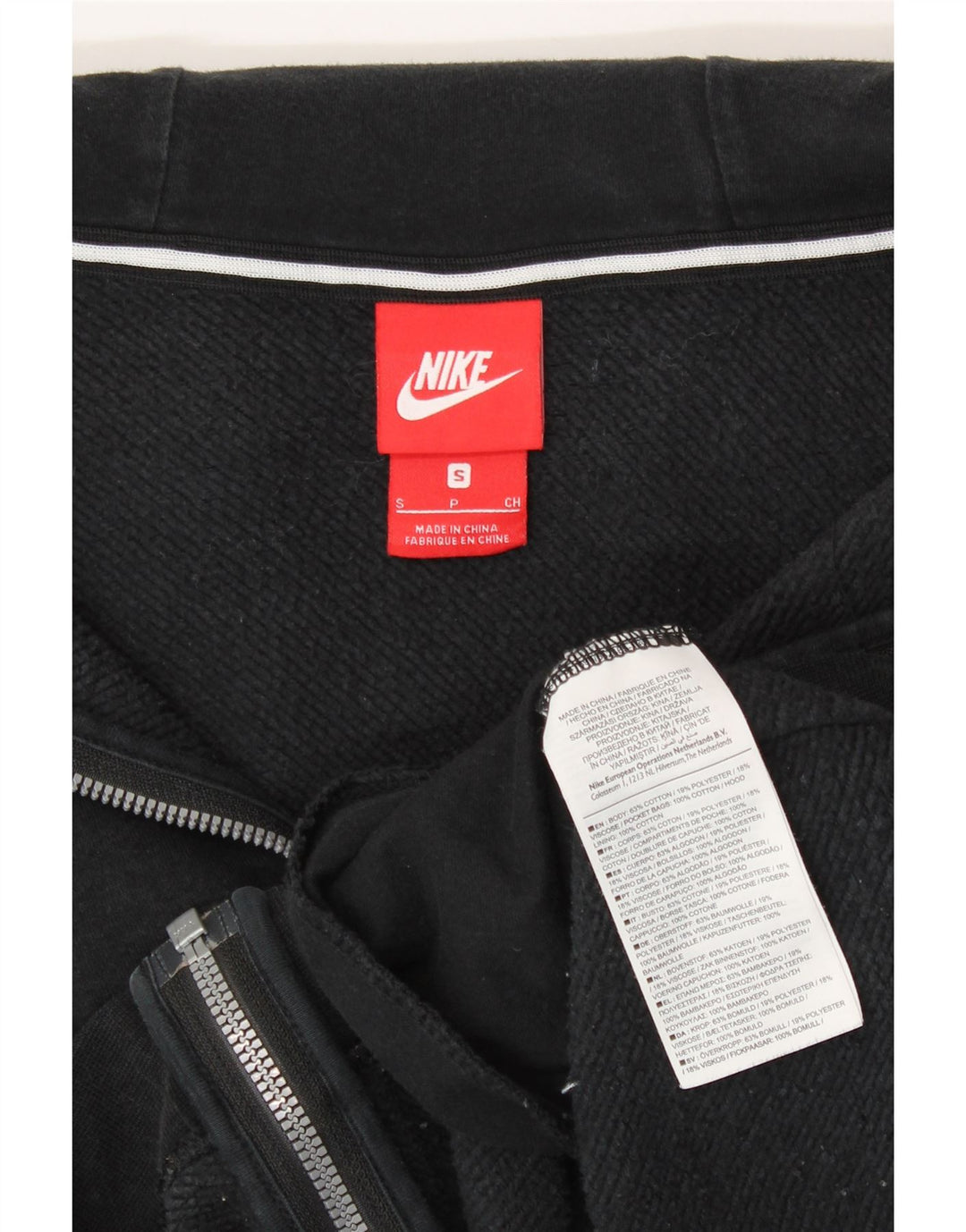 Damski sweter z kapturem i zamkiem błyskawicznym Nike, oversize, UK 10, mały, czarny, bawełniany
