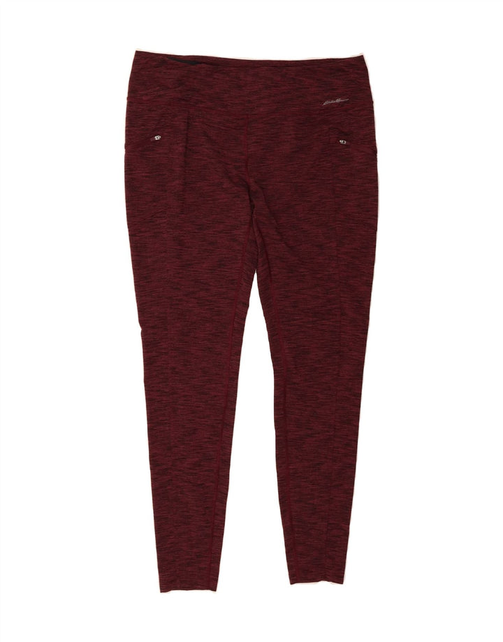 EDDIE BAUER Womens Leggings UK 18 XL  Burgundy Flecked Polyester Vintage Eddie Bauer and Second-Hand Eddie Bauer from Messina Hembry 