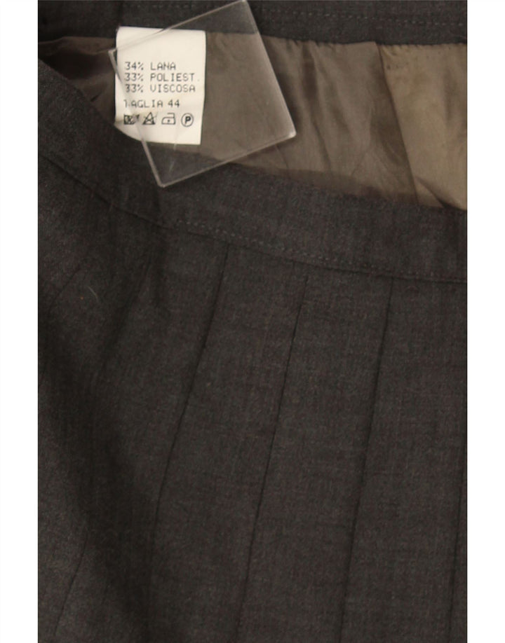 Vintage damska plisowana spódnica IT 44 Medium W32 Szara wełna