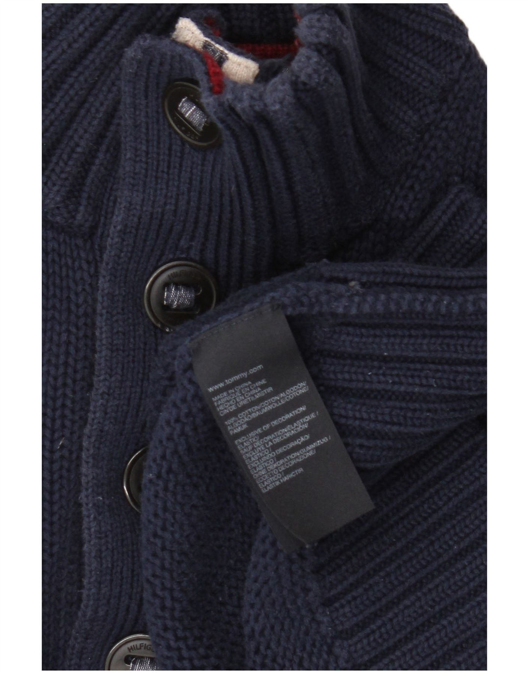 Męski sweter zapinany na guziki Tommy Hilfiger, średni granatowy, bawełniany