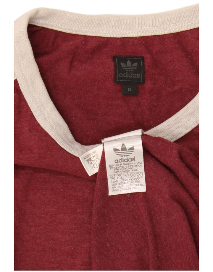 Męska koszulka Adidas z długim rękawem, średnia, bordowa, bawełniana