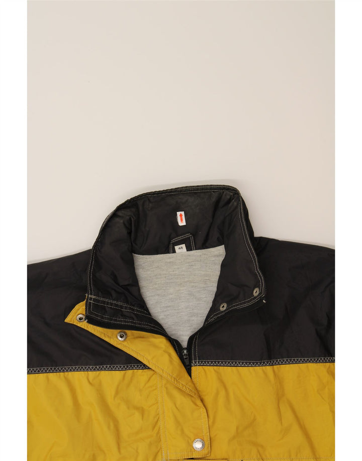 BRUGI Womens Hooded Rain Jacket IT 44 XL Yellow Colourblock Polyamide Vintage Brugi and Second-Hand Brugi from Messina Hembry 