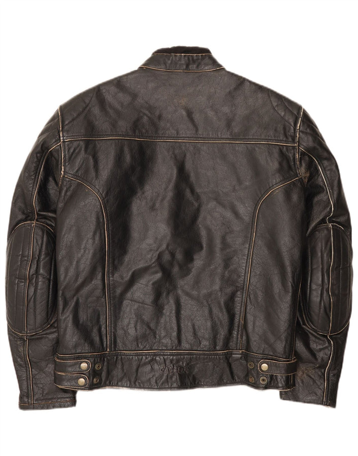 Vintage męska skórzana kurtka racer EU 52 XL czarna skóra