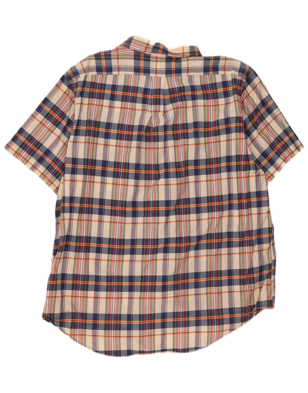 Koszula męska z krótkim rękawem Ralph Lauren 2XL, bawełniana w beżową kratę