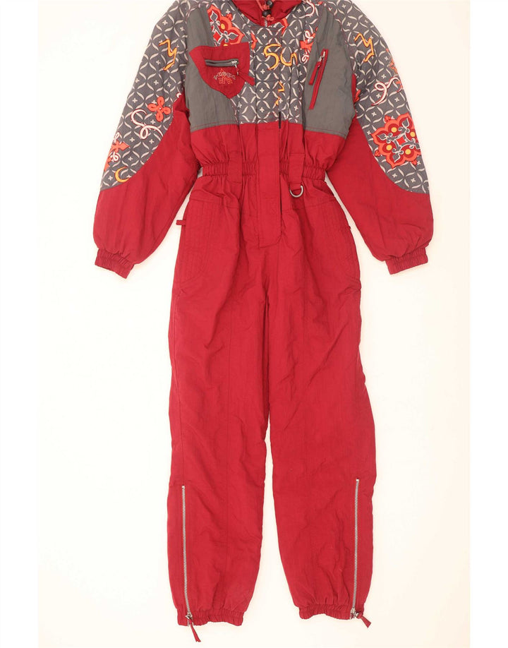Damski kombinezon narciarski X-Cape UK 10, mały, czerwony, geometryczny nylon