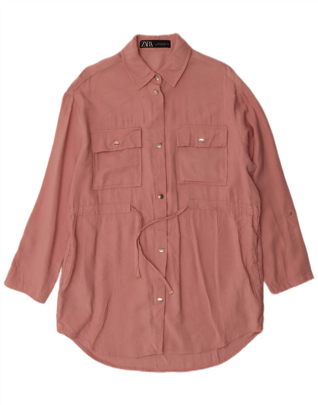 Damska oversize'owa sukienka koszulowa Zara UK 10 Small, różowa wiskoza