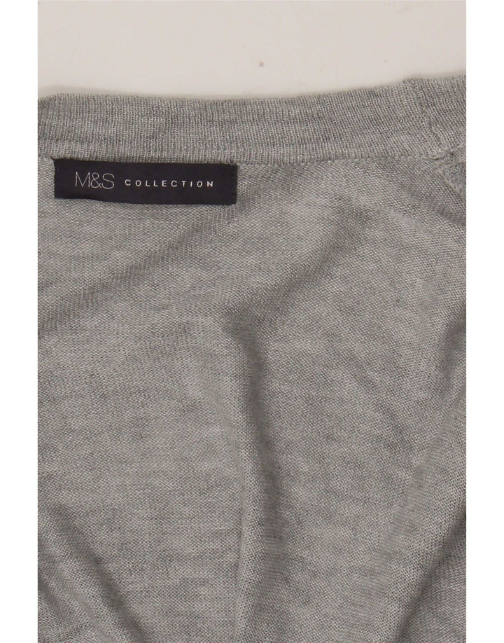 Marks & Spencer Damski sweter z asymetrycznym dekoltem w kształcie litery V, UK 14, średni szary