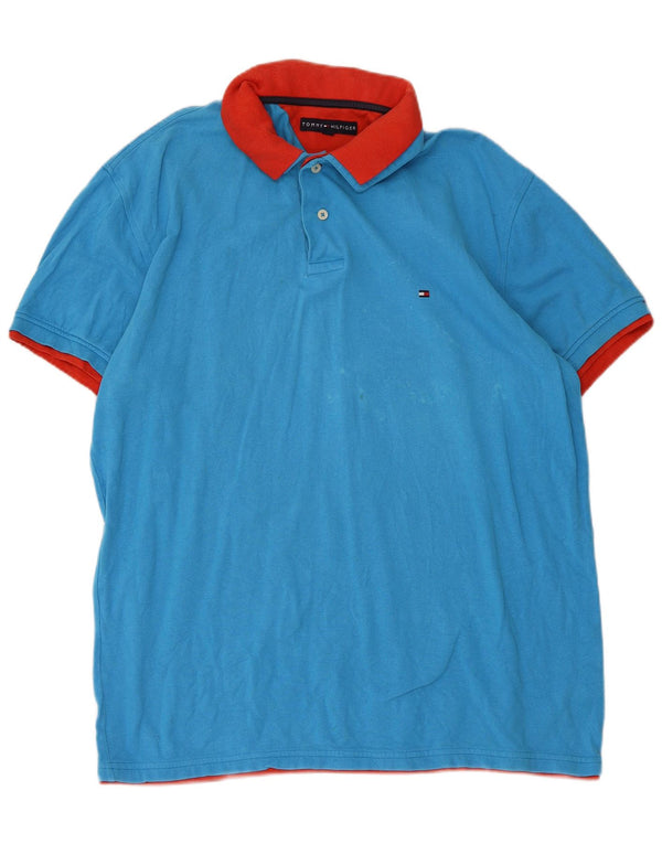 Tommy Hilfiger Mens Polo Shirt XL Blue Colourblock Cotton