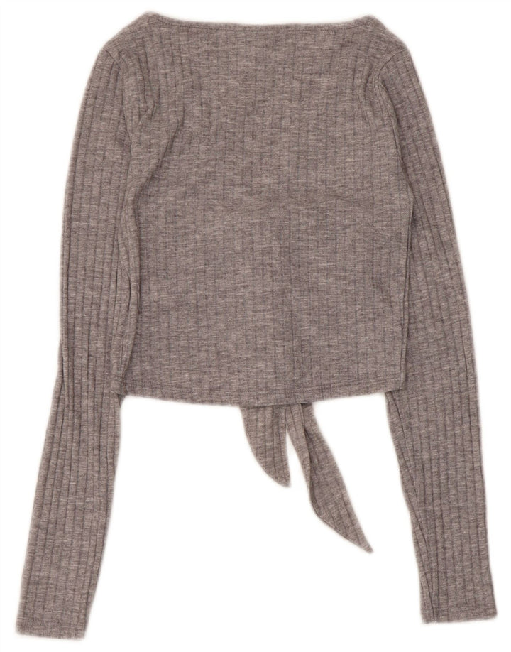 Topshop damski krótki top z długim rękawem UK 6 XS, szary poliester