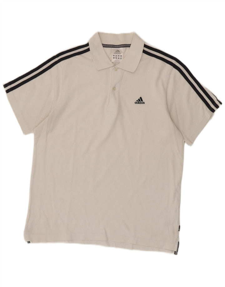 Męska koszulka polo Adidas, średnia biała bawełna