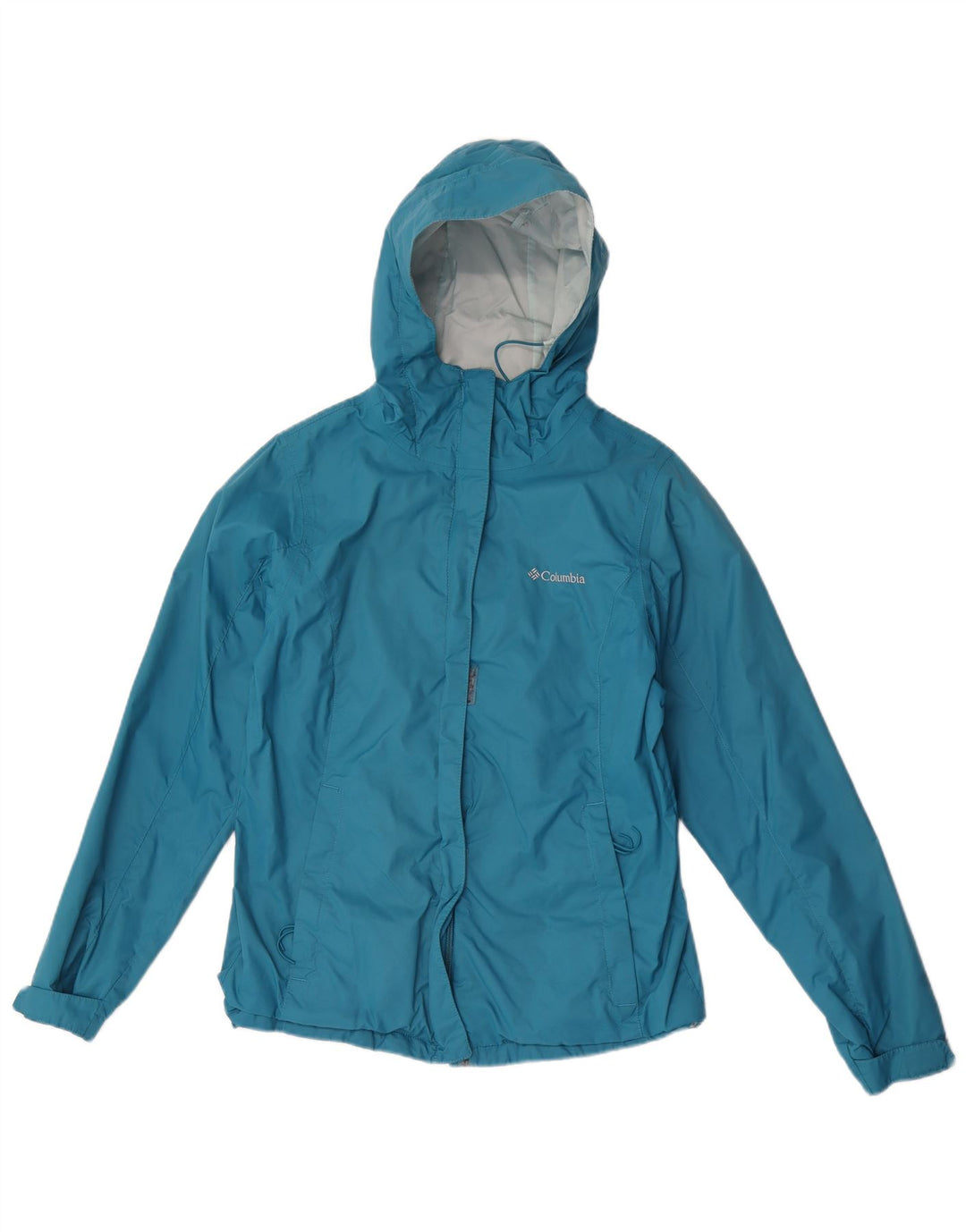 Damska kurtka przeciwdeszczowa z kapturem, oversize, Columbia, UK 10, mały, niebieski nylon