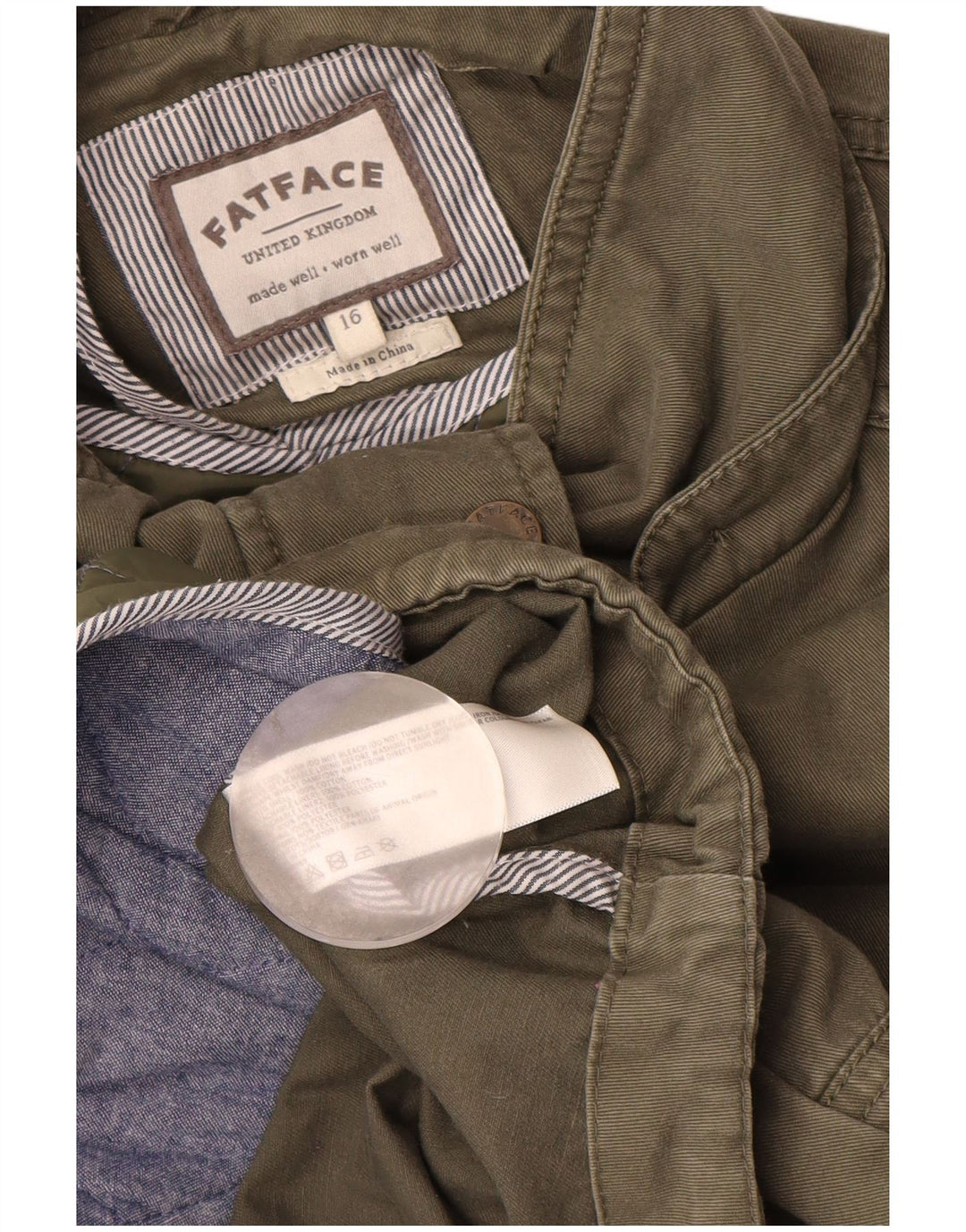 Damska kurtka parka Fat Face UK 16, duża bawełna khaki