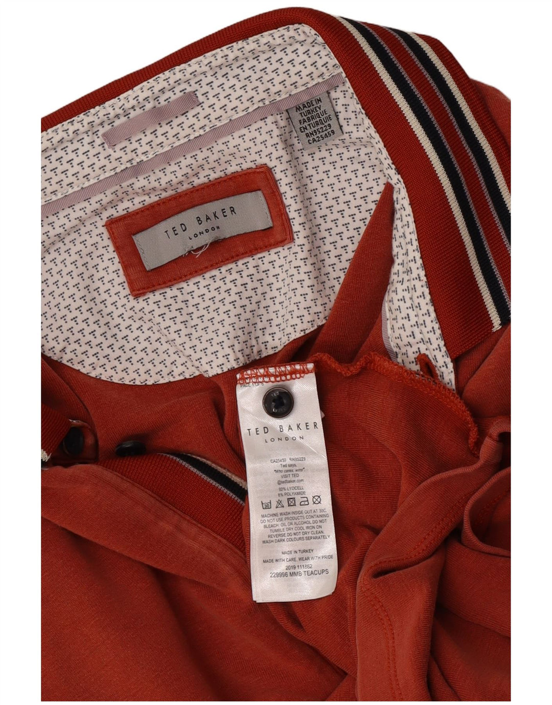 Męska koszulka polo Ted Baker XL w pomarańczowe paski z Lyocellu
