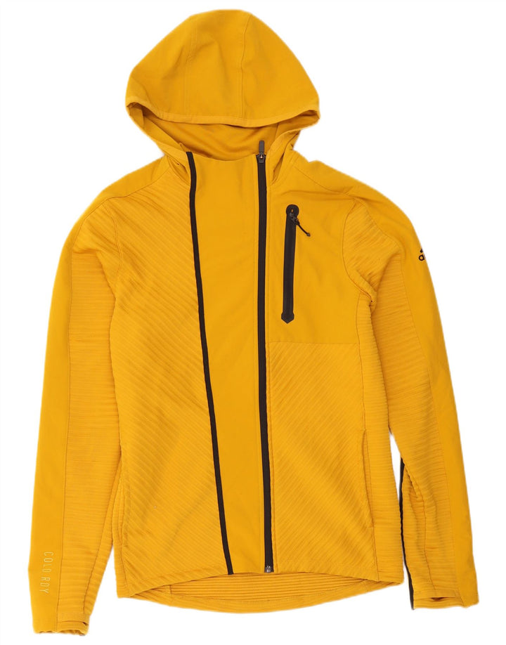 Adidas Męski sweter z kapturem i zamkiem błyskawicznym, mały, żółty poliester