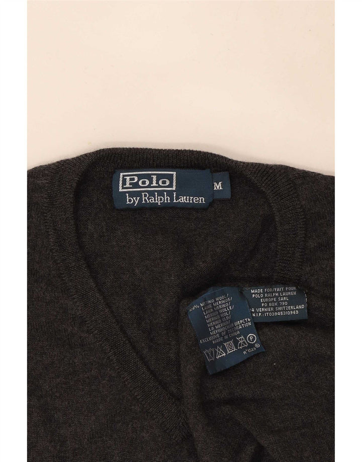 Sweter męski Polo Ralph Lauren z dekoltem w szpic, średnioszary, wełniany