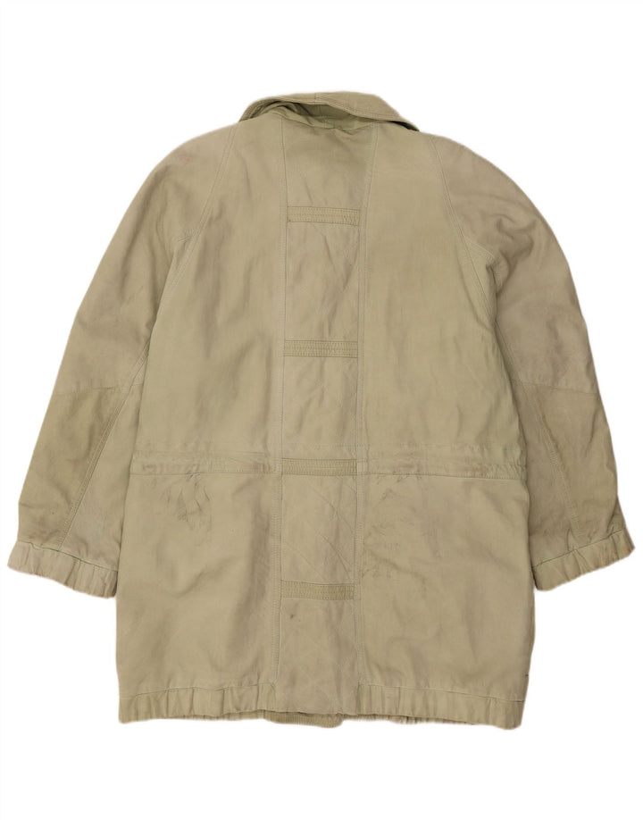 Vintage damski płaszcz skórzany oversize EU 44 XL, zielona skóra
