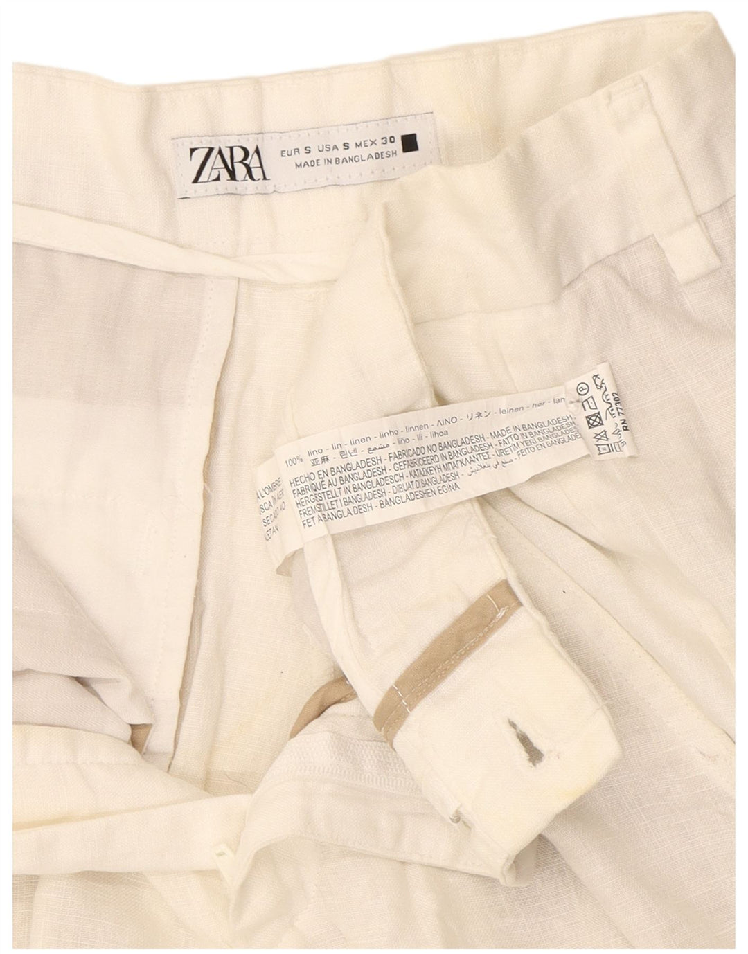 Damskie spodenki chino Zara małe W30 białe lniane