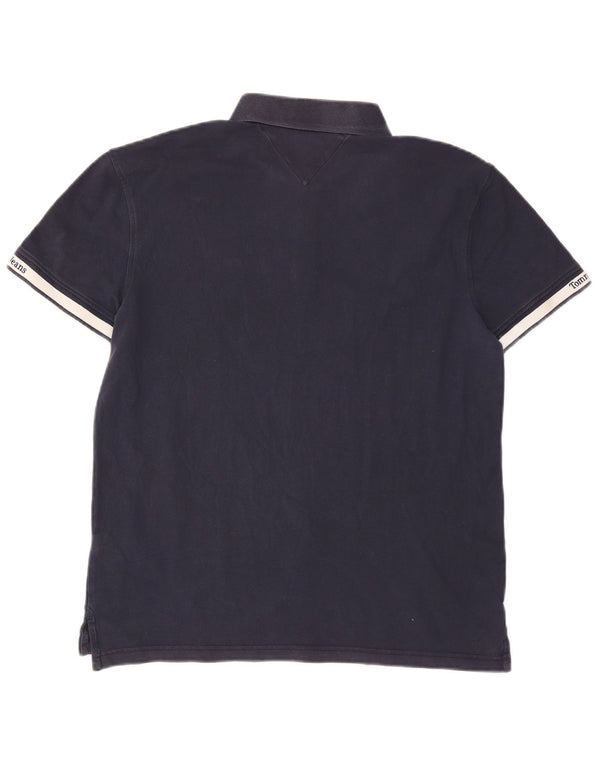 Męska koszulka polo Tommy Hilfiger, duża, granatowa, bawełniana w bloki kolorów
